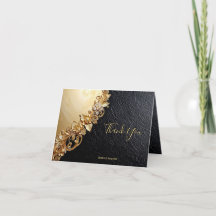 Gold Floral Embellishments Thank You Card
