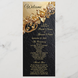 Gold Floral Embellishments Wedding Program