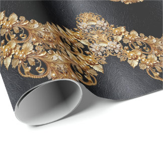 Gold Floral Embellishments Wrapping Paper Presentpapper
