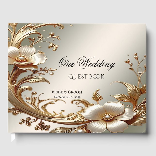 Gold Floral Guest Book Gästböcker (Framsida)