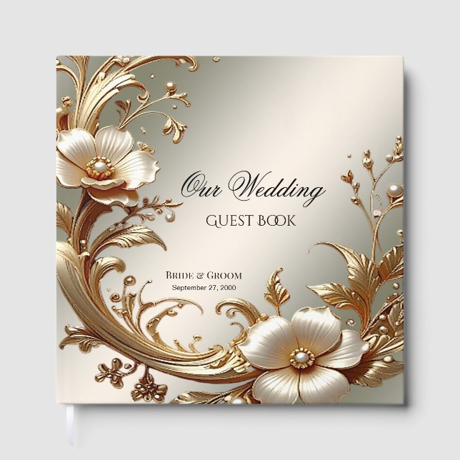 Gold Floral Guest Book Gästböcker (Framsida)