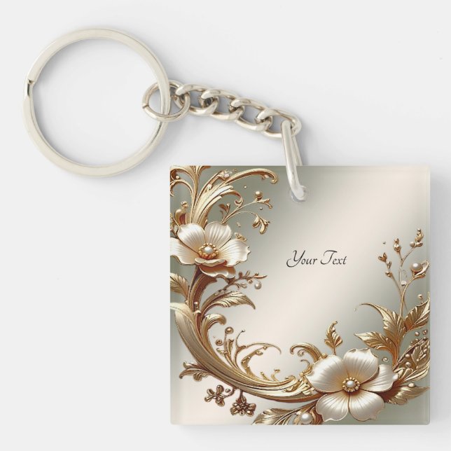 Gold Floral Keychain (Framsidan)