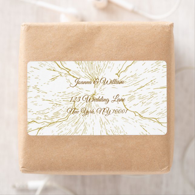 Gold Floral Line Art Botanical Wedding Fraktsedel (Insitu)