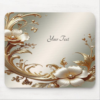Gold Floral Mousepad Musmatta