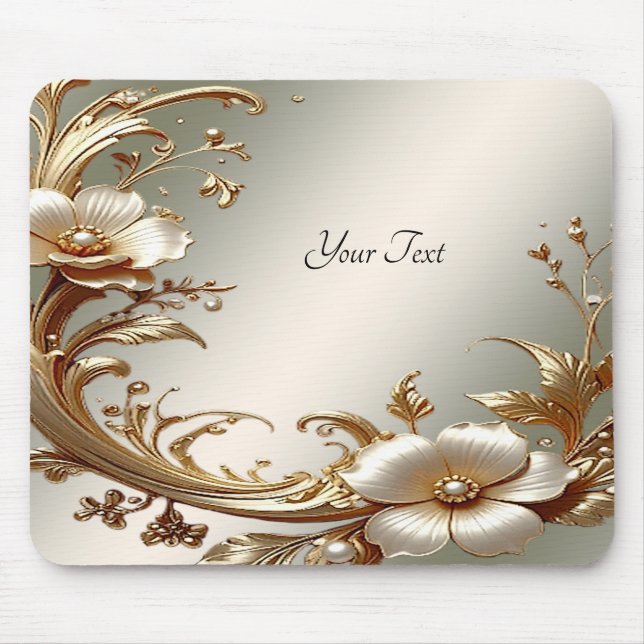 Gold Floral Mousepad Musmatta (Framsidan)