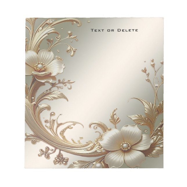 Gold Floral Notepad Anteckningsblock (Framsida)
