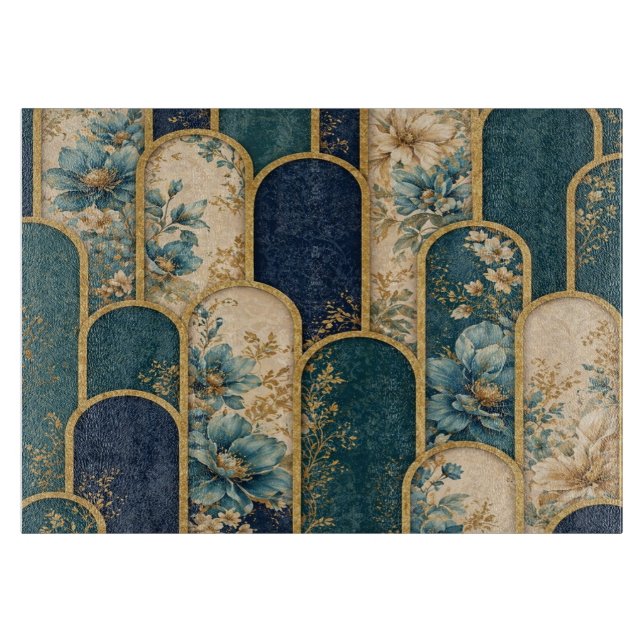 Gold Floral Pattern Cutting Board – Elegant Kitche (Framsidan)