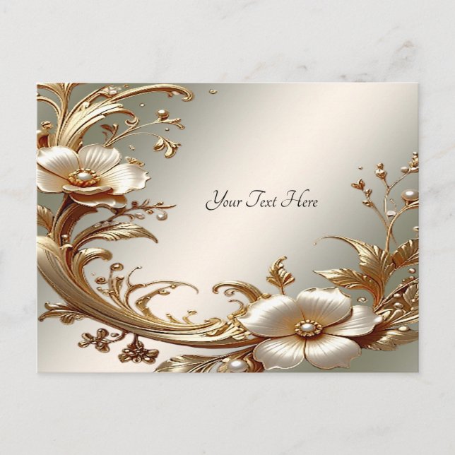Gold Floral Postcard Vykort (Framsida)