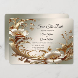 Gold Floral Save The Date Spara Datumet