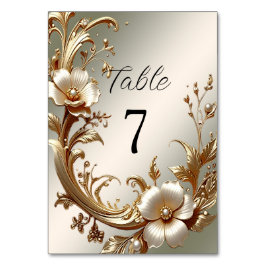 Gold Floral Table Number Bordsnummer