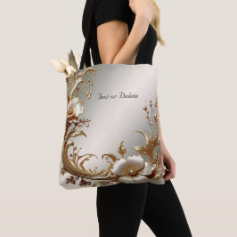 Gold Floral Tote Bag Tygkasse