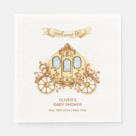 Gold Flower Prince Carriage Baby Shower Welcome Pappersservett