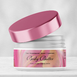 Gold Foil and Pink Body Butter Jar Label 1 x 7 Klistermärken