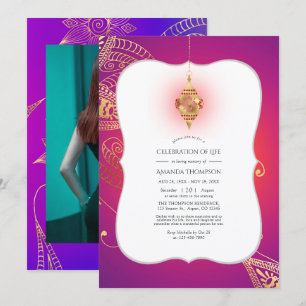 Gold Foil Arabian Bollywood Firande of Life Inbjudningar