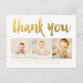 Gold Foil Baby Tack Photo Ram-vykort Meddelande Vykort