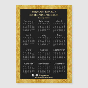 Gold Foil Beauty Salon Mini Calendar 2019