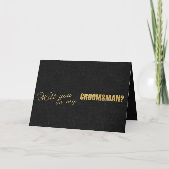 Gold Foil Black blir min GROOMSMAN Inbjudan (Framsida)