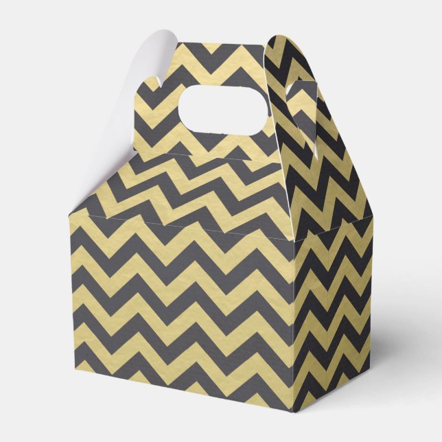 Gold Foil Black Chevron Mönster Presentaskar (Framsidan Sidan)