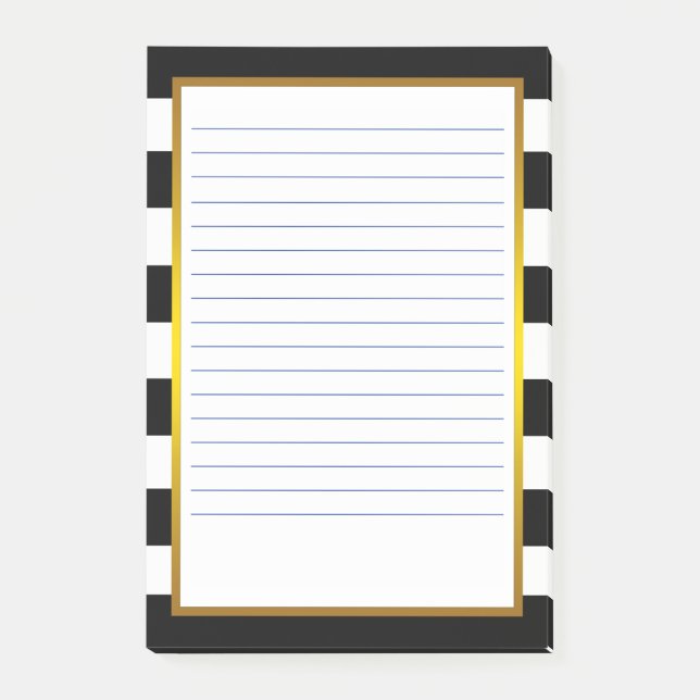 Gold Foil Black Rand Clean Lining Business Linjer Post-it Block (Framsida)