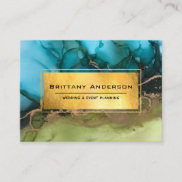 Gold Foil Black Teal Grönt Etheral Anpassningsbar Visitkort