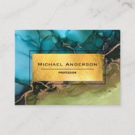 Gold Foil Black Teal Modern Abstrakt Anpassningsba Visitkort