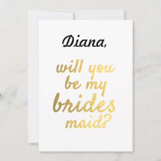 Gold Foil, blir du min Bridesmaid Inbjudan