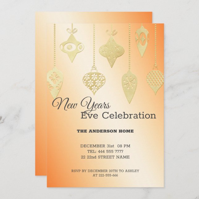 Gold Foil Bollar Inbjudningar (Fram/baksida)