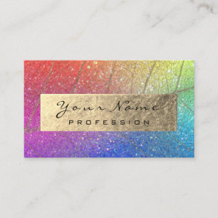 Gold Foil Botanical Rainbow Holograph Rosa Visitkort