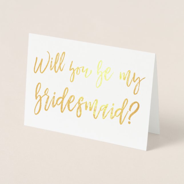 Gold Foil Bröllop Bridesmaid Folierat Kort (Framsida)