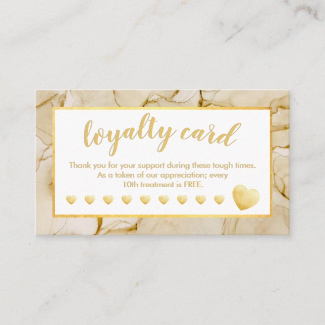 Gold Foil  Brown Salon Loyalty Card Lojalitetskort (Framsida)