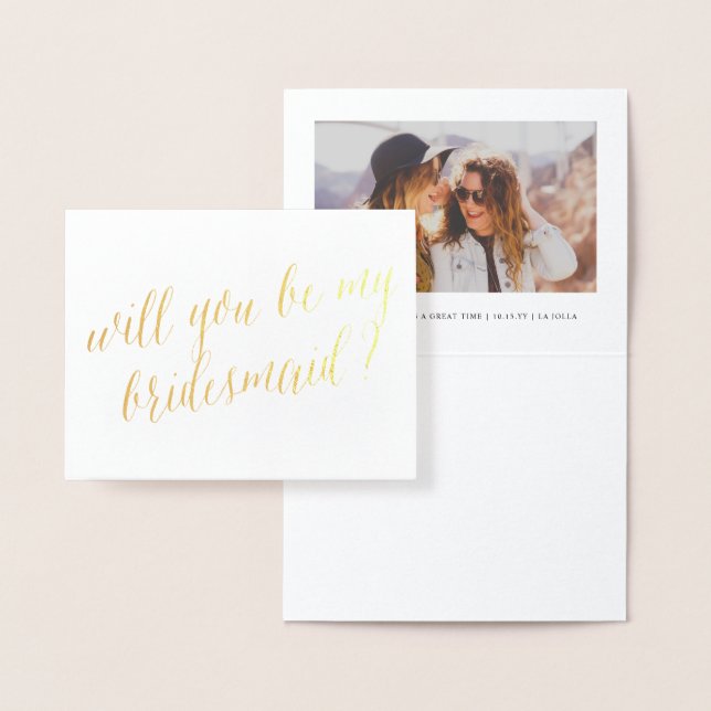 Gold Foil Calligraphy-Chicen är mitt Bridesmaid Ph Folierat Kort (Display)