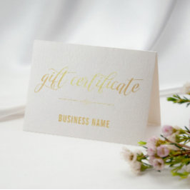 Gold Foil Calligraphy Gift Certificate Folierat Kort
