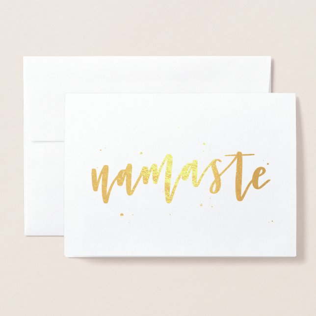 Gold Foil Calligraphy Namaste-hälsningskort Folierat Kort (Framsida med kuvert)