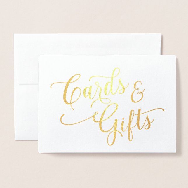 Gold Foil Card & Gifts Sign - 5x7 Folierat Kort (Framsida med kuvert)