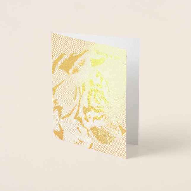 Gold Foil Card TIGER TÄNKANDE AV DIG Anpassningsba Folierat Kort (Framsida)