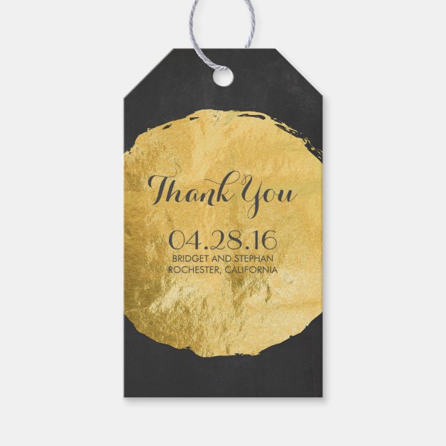 Gold Foil Chalkboard Bröllop Presentetikett (Framsidan)