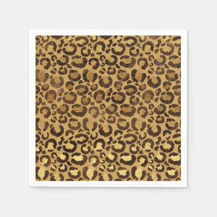 Gold Foil Cheetah Mönster Jungle Födelsedagsfest Pappersservett