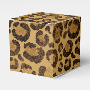 Gold Foil Cheetah Mönster Jungle Födelsedagsfest Presentaskar