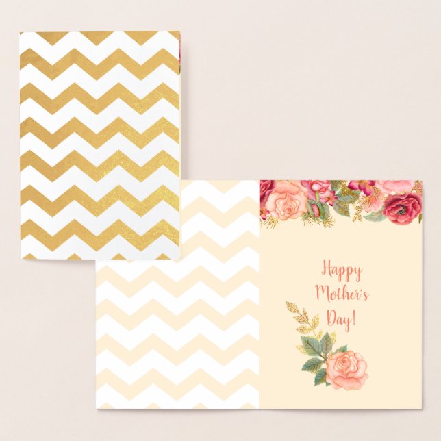 Gold Foil Chevron Rand | RO MORS DAG Folierat Kort (Display)