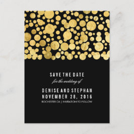 Gold Foil Confetti Black Spara datumet Meddelande Vykort