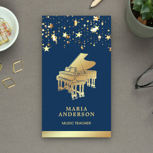 Gold Foil Confetti Grand Piano Musician Pianist Visitkort