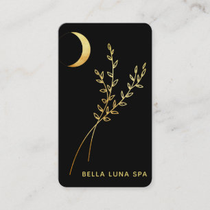 *~* Gold Foil Crescent Måne Foliage Löv Visitkort