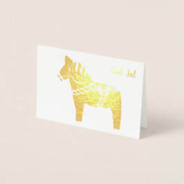 Gold Foil Dala Horse God Jul-hälsningskort Folierat Kort