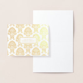 Gold Foil Damask Personal Stationery Folierat Kort