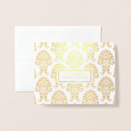 Gold Foil Damask Personal Stationery Folierat Kort