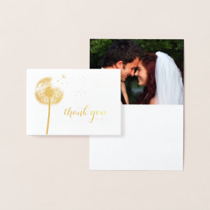 Gold Foil Dandelion Photo tackto You Card Folierat Kort