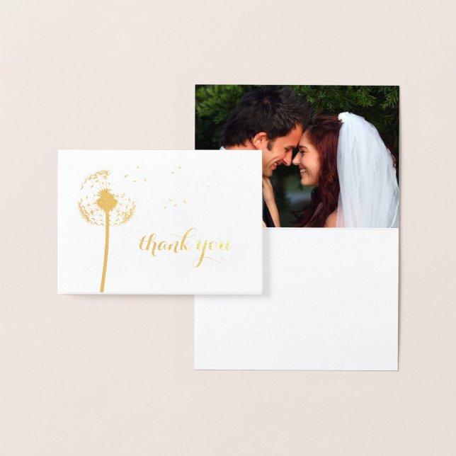 Gold Foil Dandelion Photo tackto You Card Folierat Kort (Display)