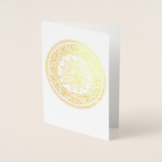 Gold Foil Dragonfly Mandala-hälsningskort Folierat Kort (Framsida)