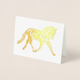 Gold Foil Dressage Horse Folierat Kort