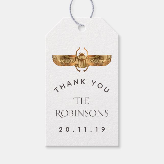 Gold Foil Egyptian Thégnare Party Presentetikett (Framsidan)